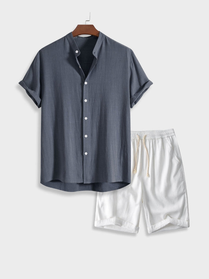 Ethan | Elegant Lätt Kortärmad Skjorta och Shortsset 3