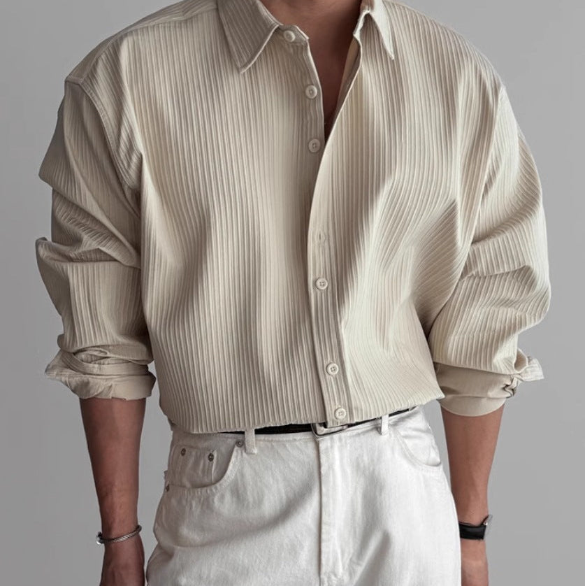 Ethan | Elegant Plisserad Herrskjorta Med Minimalistisk Design 0