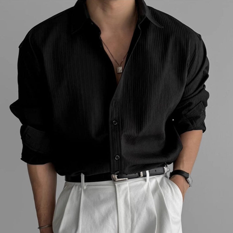 Ethan | Elegant Plisserad Herrskjorta Med Minimalistisk Design 1
