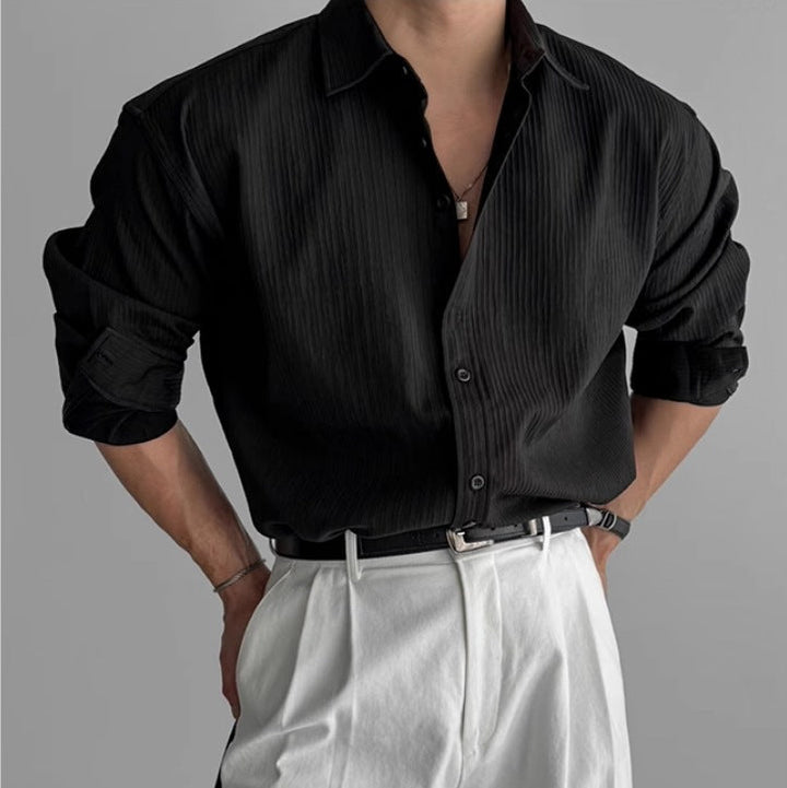 Ethan | Elegant Plisserad Herrskjorta Med Minimalistisk Design 4