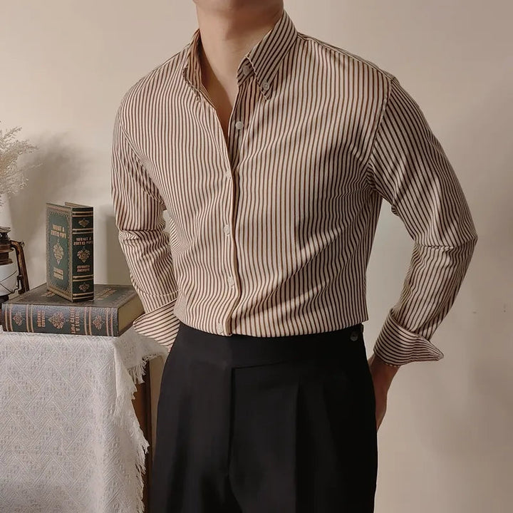 Ethan | Elegant Randig Långärmad Skjorta Med Smal Passform 2