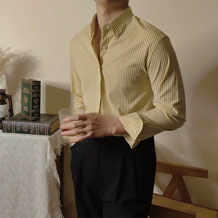 Ethan | Elegant Randig Långärmad Skjorta Med Smal Passform 3