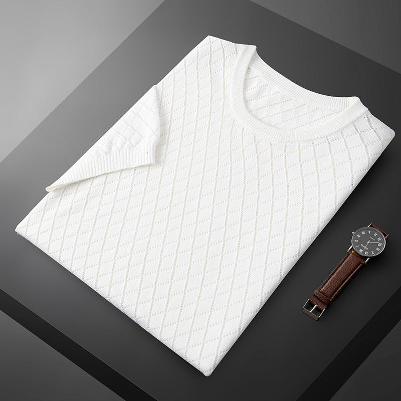 Ethan | Elegant Rutig Affärspullover Med Halvringad Design 1