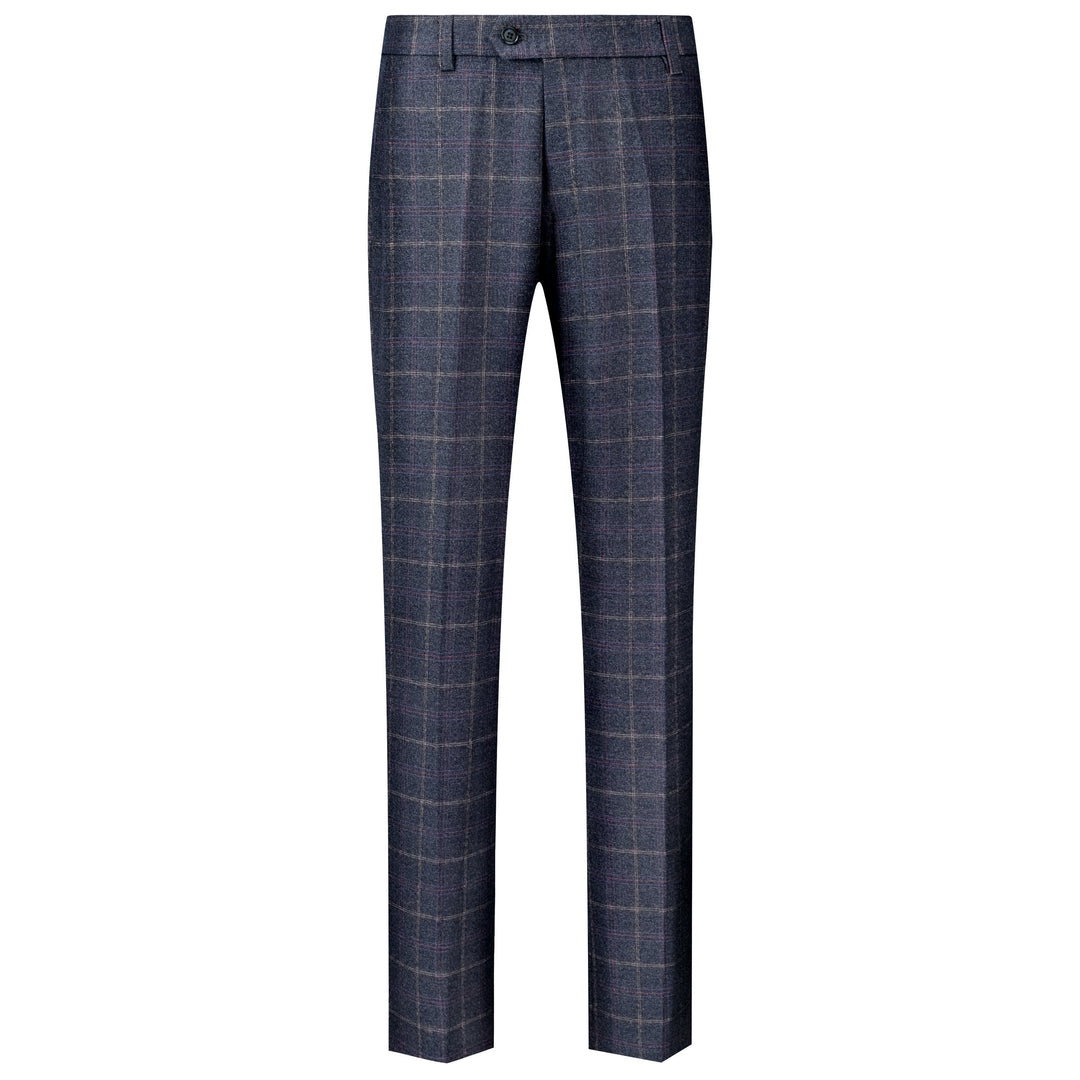 Ethan | Elegant Slim Fit Herrkostymbyxor i Marinblå Tweed 0