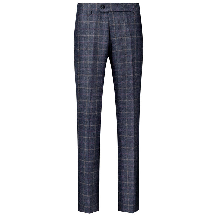 Ethan | Elegant Slim Fit Herrkostymbyxor i Marinblå Tweed 0