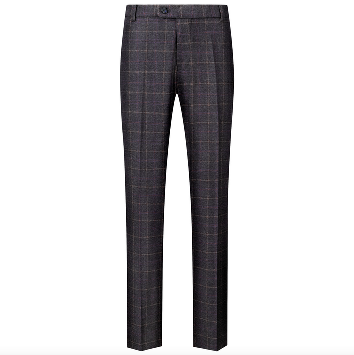 Ethan | Elegant Slim Fit Herrkostymbyxor i Marinblå Tweed 1