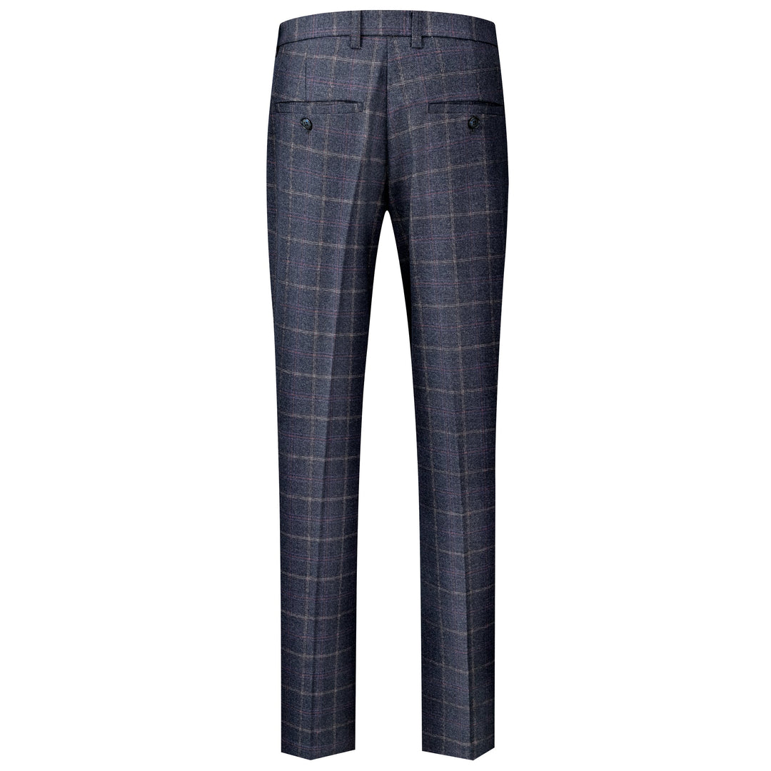 Ethan | Elegant Slim Fit Herrkostymbyxor i Marinblå Tweed 2