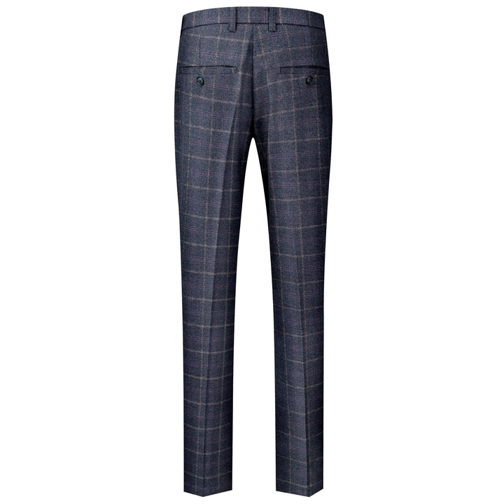 Ethan | Elegant Slim Fit Herrkostymbyxor i Marinblå Tweed 2