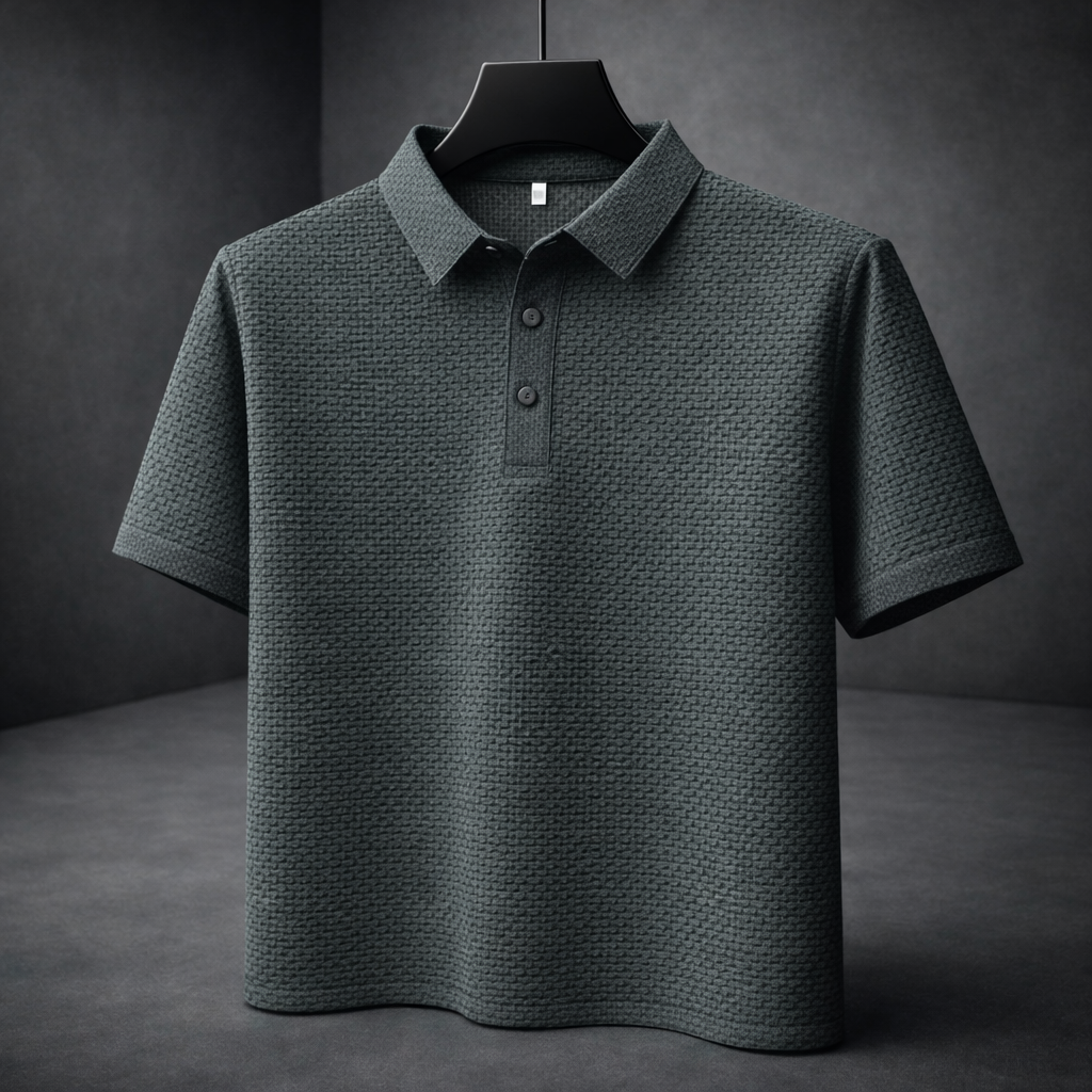 Ethan | Elegant Slimmad Pikétröja Dam med Korgvävd Struktur 0