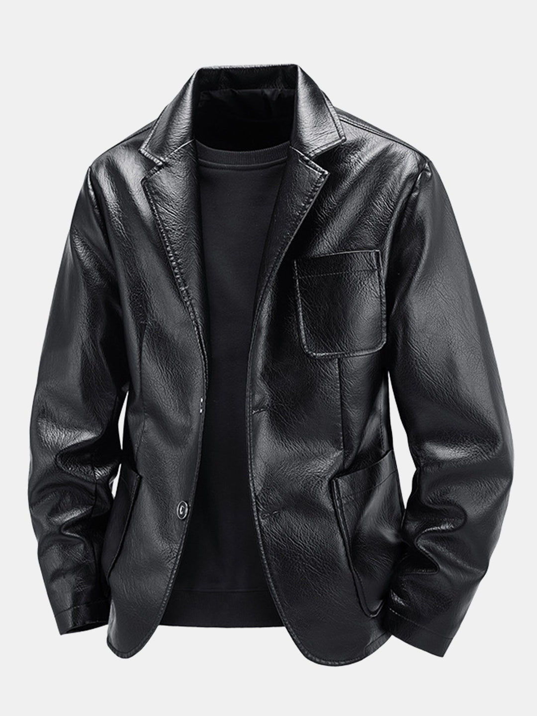 Ethan | Elegant Svart Herrblazer Med Notchad Kavajslag 1