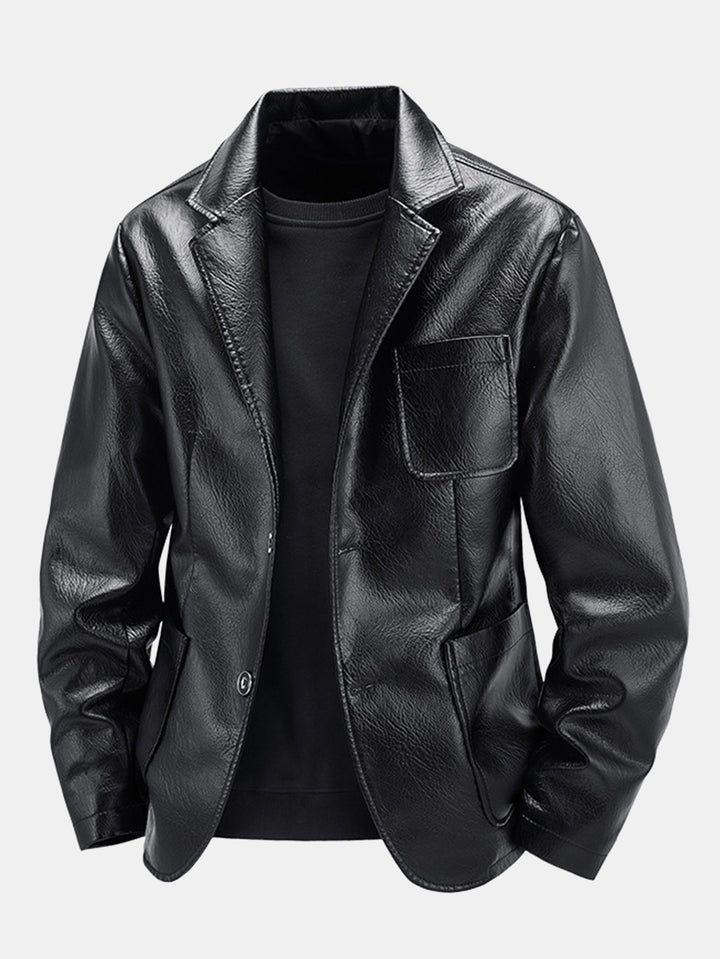 Ethan | Elegant Svart Herrblazer Med Notchad Kavajslag 1