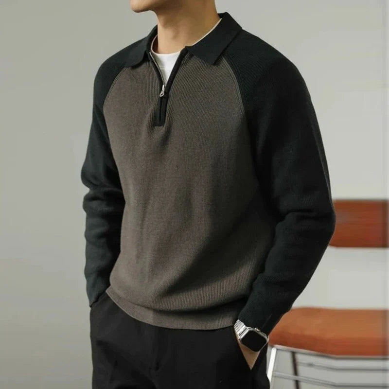 Ethan | Elegant Zip-Up Cardigan med Polo-Krage för Professionella Tillfällen 0