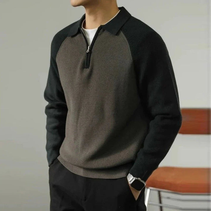 Ethan | Elegant Zip-Up Cardigan med Polo-Krage för Professionella Tillfällen 0