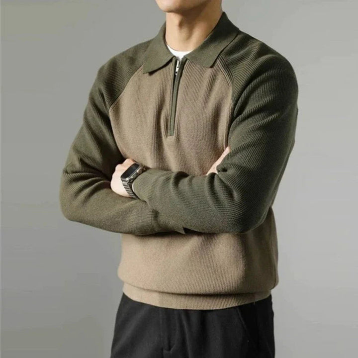 Ethan | Elegant Zip-Up Cardigan med Polo-Krage för Professionella Tillfällen 1