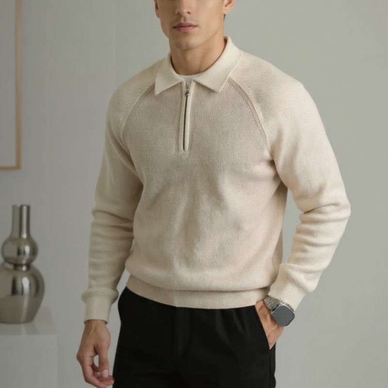 Ethan | Elegant Zip-Up Cardigan med Polo-Krage för Professionella Tillfällen 3