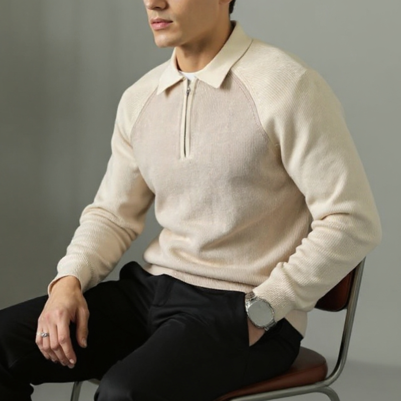 Ethan | Elegant Zip-Up Cardigan med Polo-Krage för Professionella Tillfällen 4