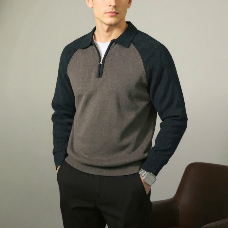 Ethan | Elegant Zip-Up Cardigan med Polo-Krage för Professionella Tillfällen 6