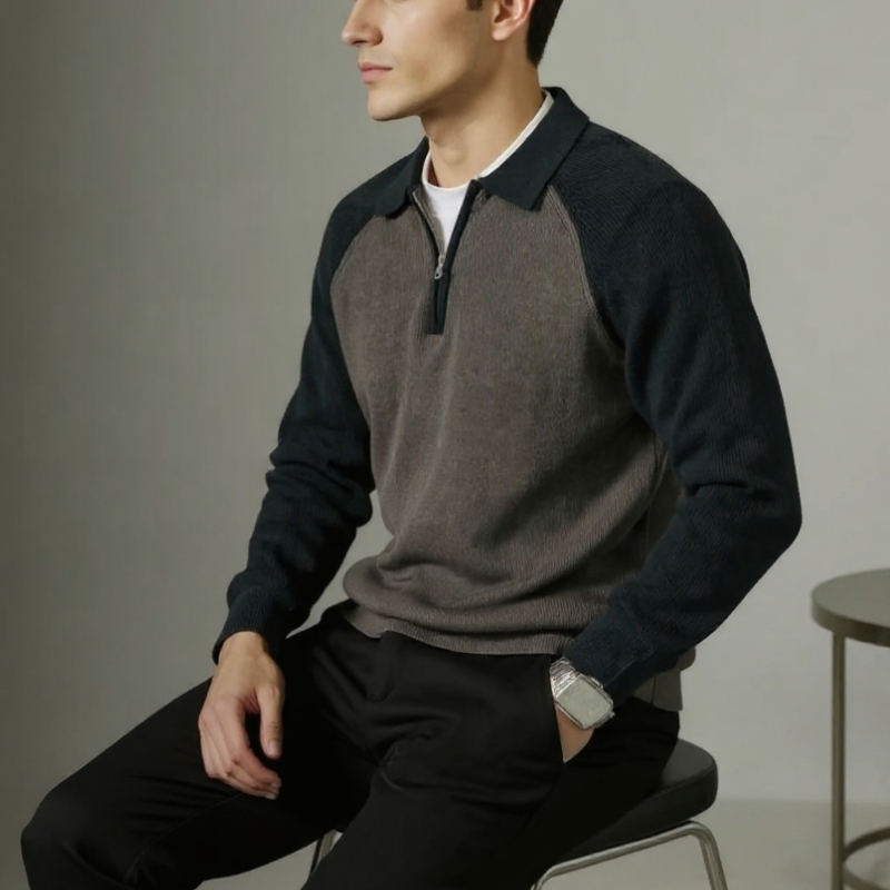 Ethan | Elegant Zip-Up Cardigan med Polo-Krage för Professionella Tillfällen 7