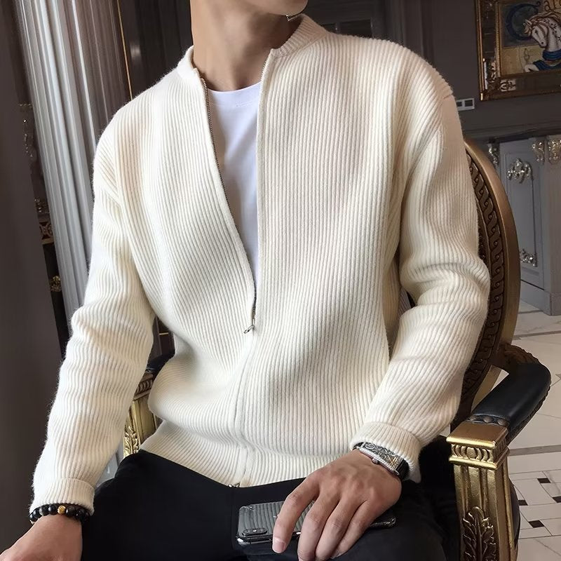 Ethan | Enfärgad Vinter Cardigan med Långärmar 2