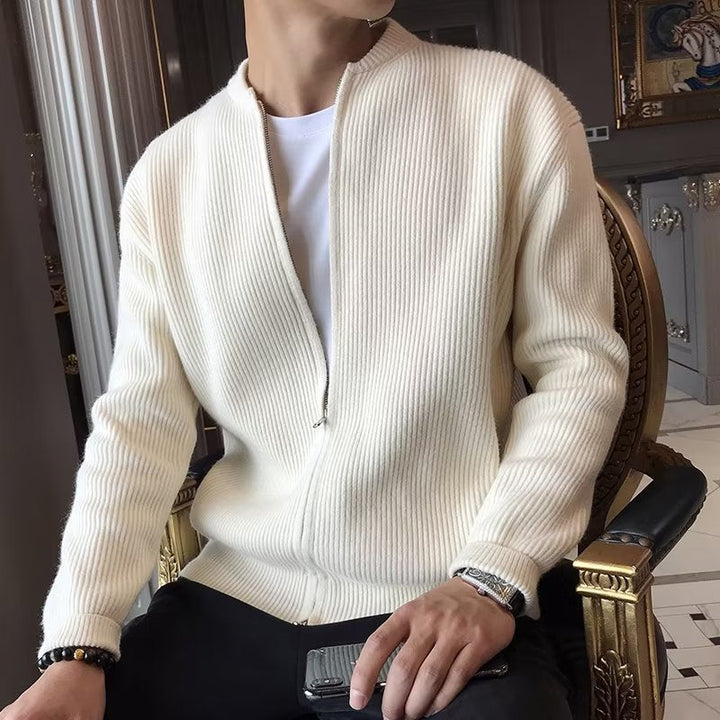 Ethan | Enfärgad Vinter Cardigan med Långärmar 2