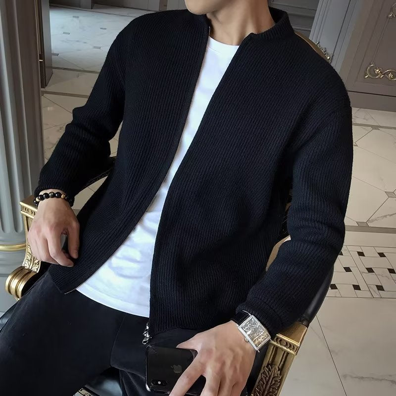 Ethan | Enfärgad Vinter Cardigan med Långärmar 3