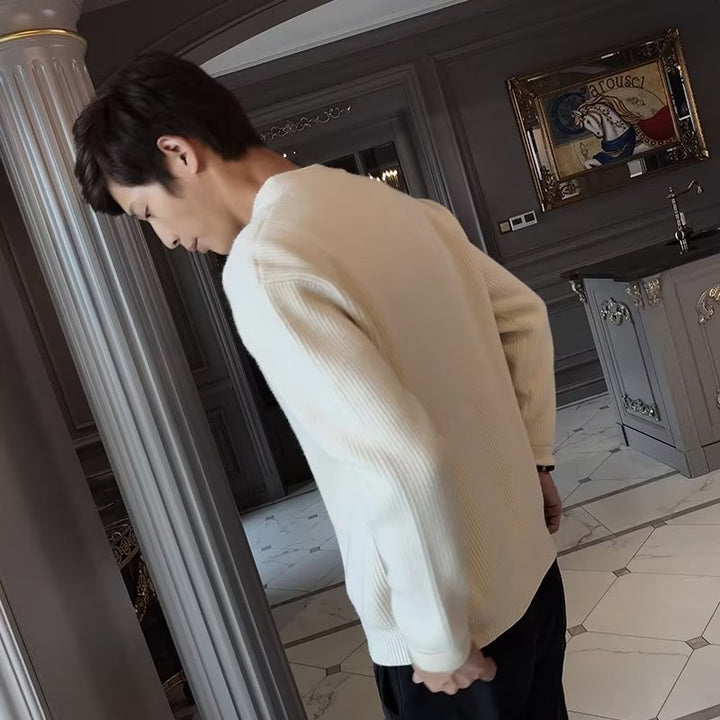 Ethan | Enfärgad Vinter Cardigan med Långärmar 4