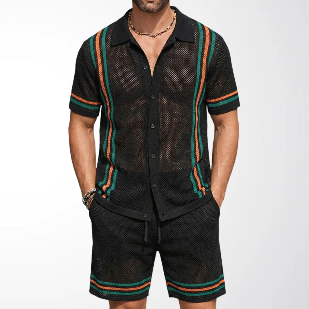 Ethan | Hålig Stickad Polo och Shorts Set 1