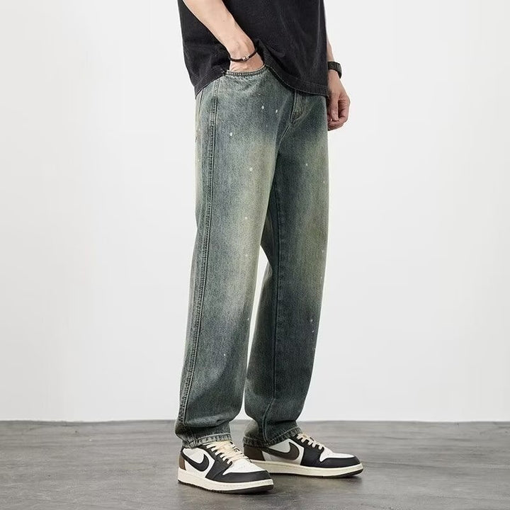 Ethan | Högmidjade Slitna Herr Jeans Stretch med Raka Ben 0