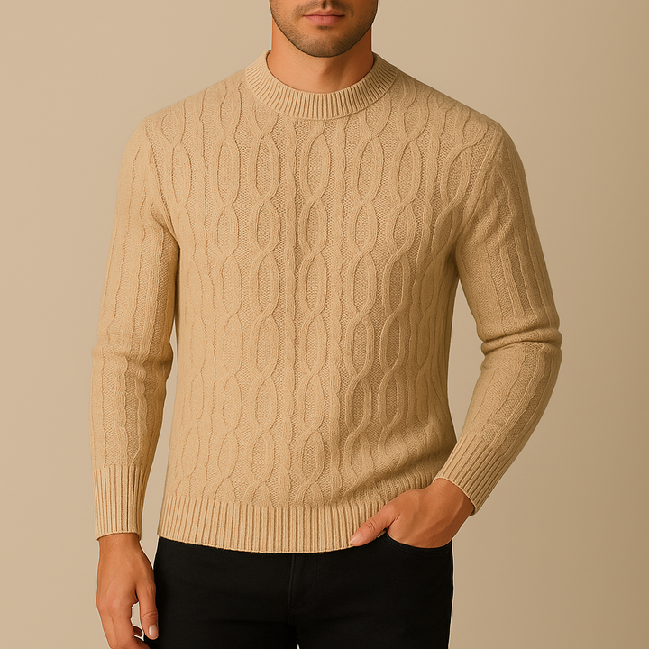 Ethan | Klassisk Kabelstickad Tröja i Beige för Dam 1