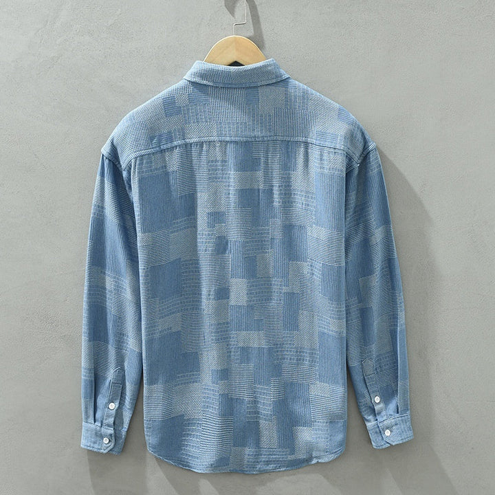 Ethan | Långärmad Jacquard Herrskjorta med Färgblock 2