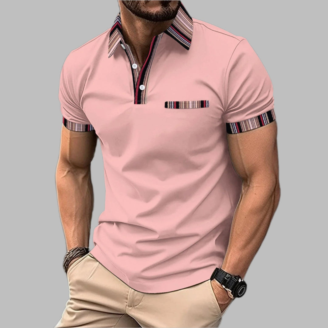 Ethan | Lätt Avslappnad Kortärmad T-shirt med Tryckt Krage 0