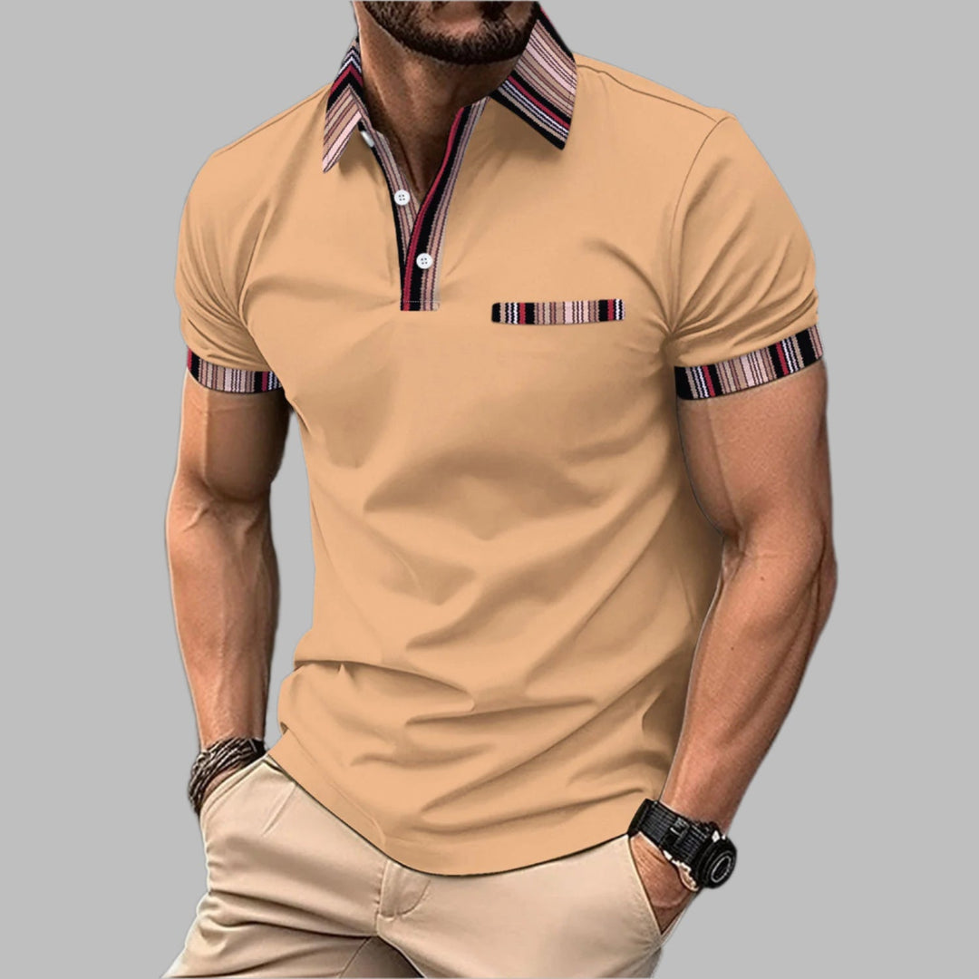 Ethan | Lätt Avslappnad Kortärmad T-shirt med Tryckt Krage 1