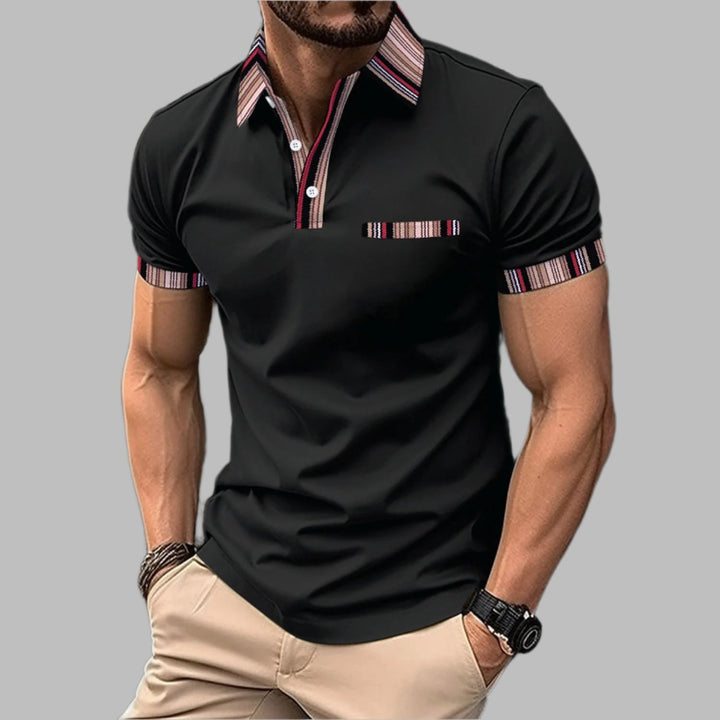 Ethan | Lätt Avslappnad Kortärmad T-shirt med Tryckt Krage 2