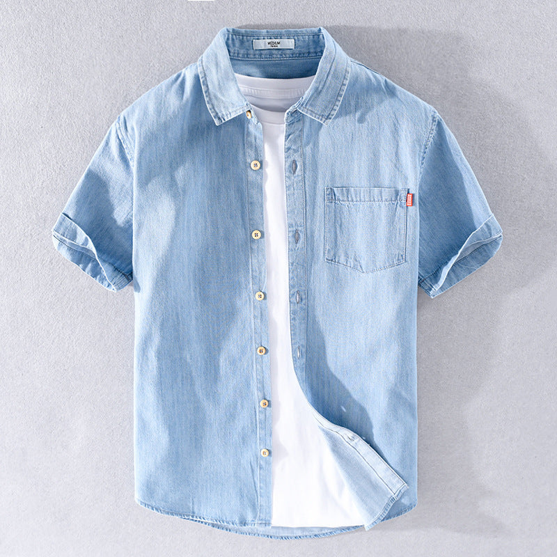 Ethan | Lätt Ventilerande Kortärmad Jeansskjorta 1