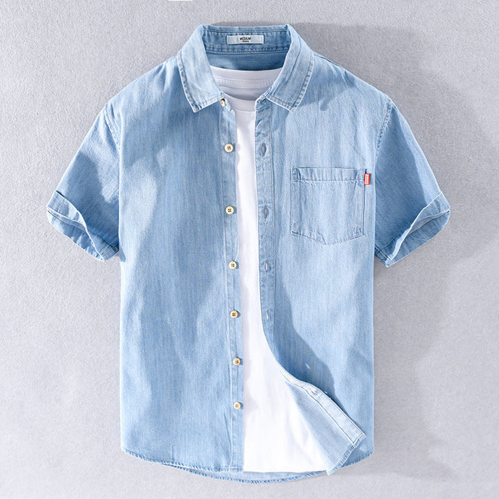 Ethan | Lätt Ventilerande Kortärmad Jeansskjorta 1