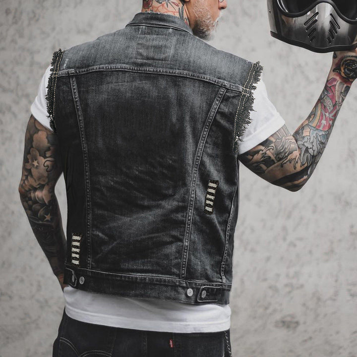 Ethan | Mångsidig Ärmlös Denimjacka med Nedfällbar Krage 1