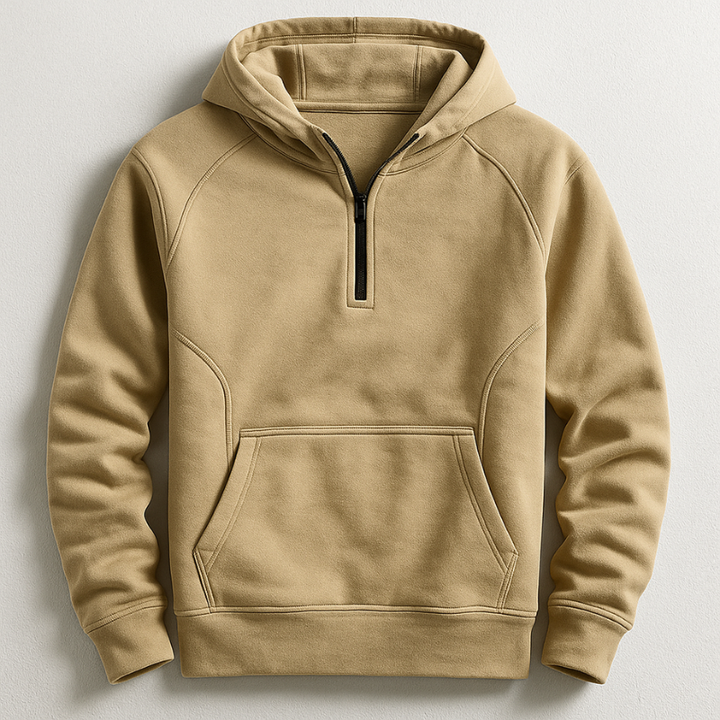 Ethan | Medeltjock Hoodie med Ribbstickade Muddar 0
