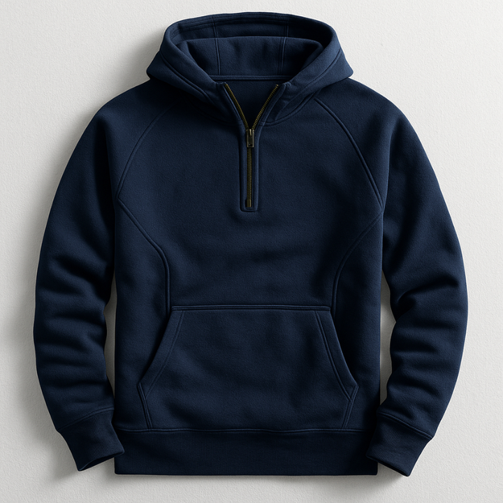 Ethan | Medeltjock Hoodie med Ribbstickade Muddar 1