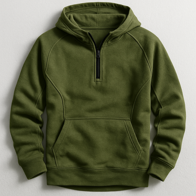Ethan | Medeltjock Hoodie med Ribbstickade Muddar 2