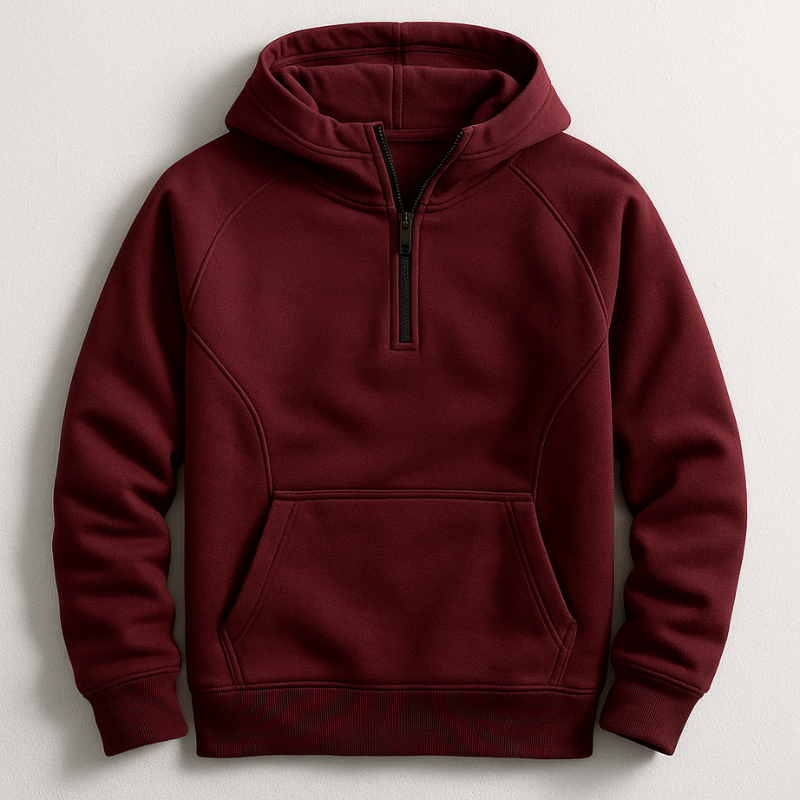 Ethan | Medeltjock Hoodie med Ribbstickade Muddar 3