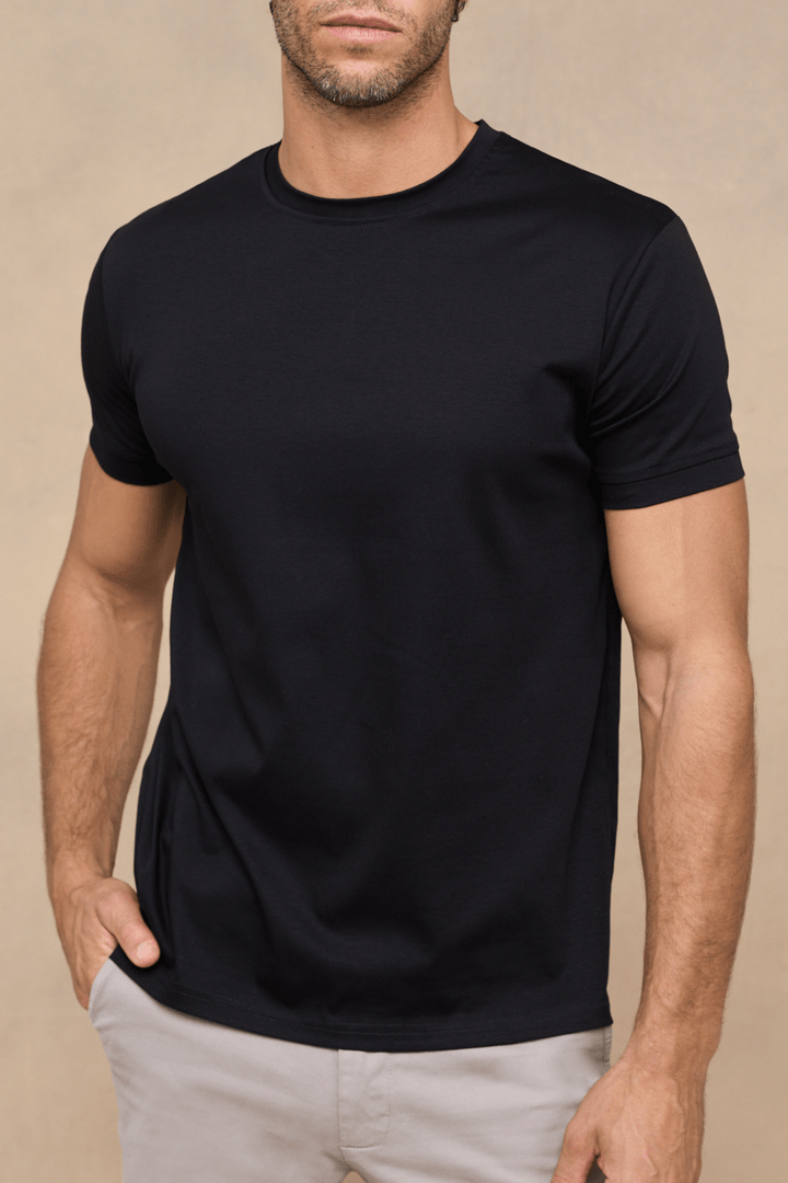 Ethan | Mjuk Rundhalsad T-shirt i Bomullsblandning för Vardagsbruk 1