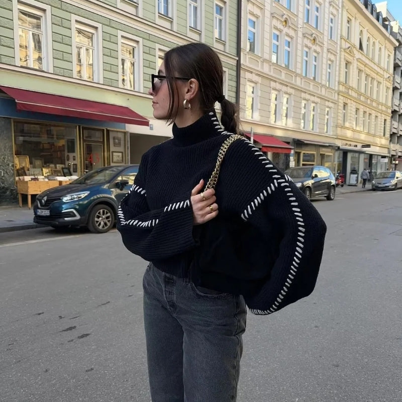 Ethan | Modern Avslappnad Herr Tröja med Färgblock och Rund Halsringning 1