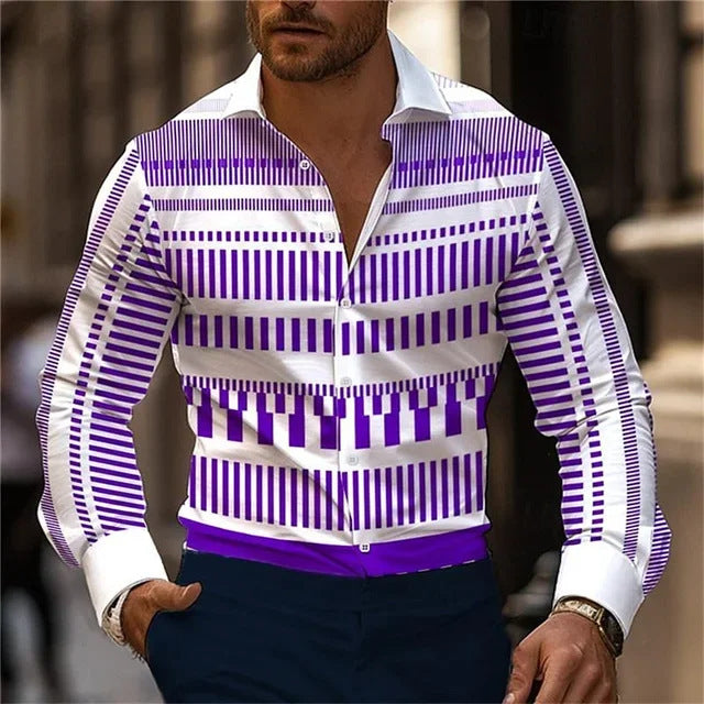 Ethan | Modern Långärmad T-Shirt Herr med Digitalt Blommönster 0