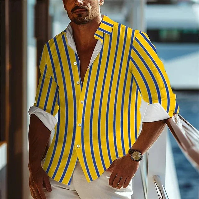 Ethan | Modern Långärmad T-Shirt Herr med Digitalt Blommönster 1