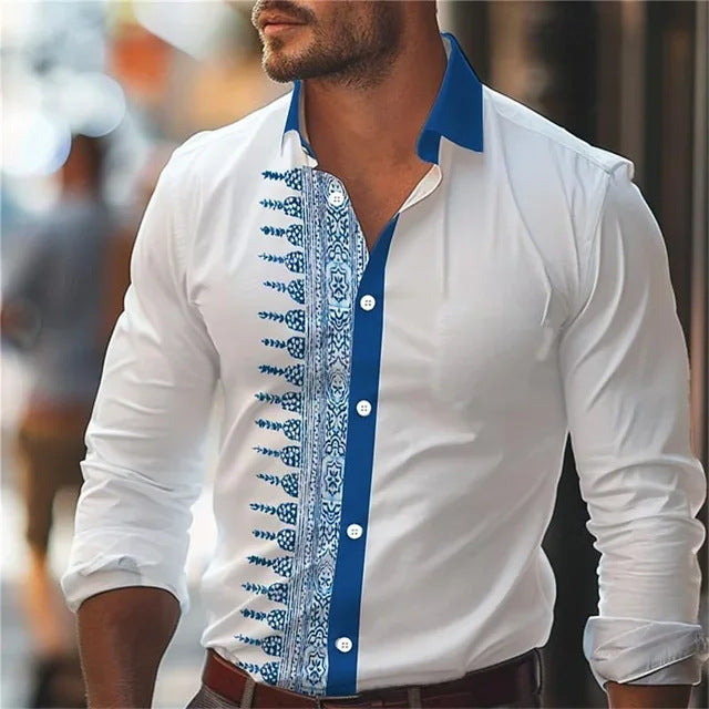 Ethan | Modern Långärmad T-Shirt Herr med Digitalt Blommönster 2