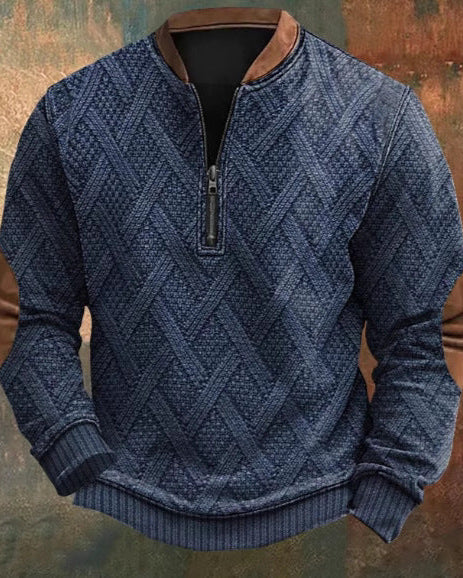 Ethan | Modern Slim Fit Randig Herr Tröja med Halv Dragkedja och Huva 6