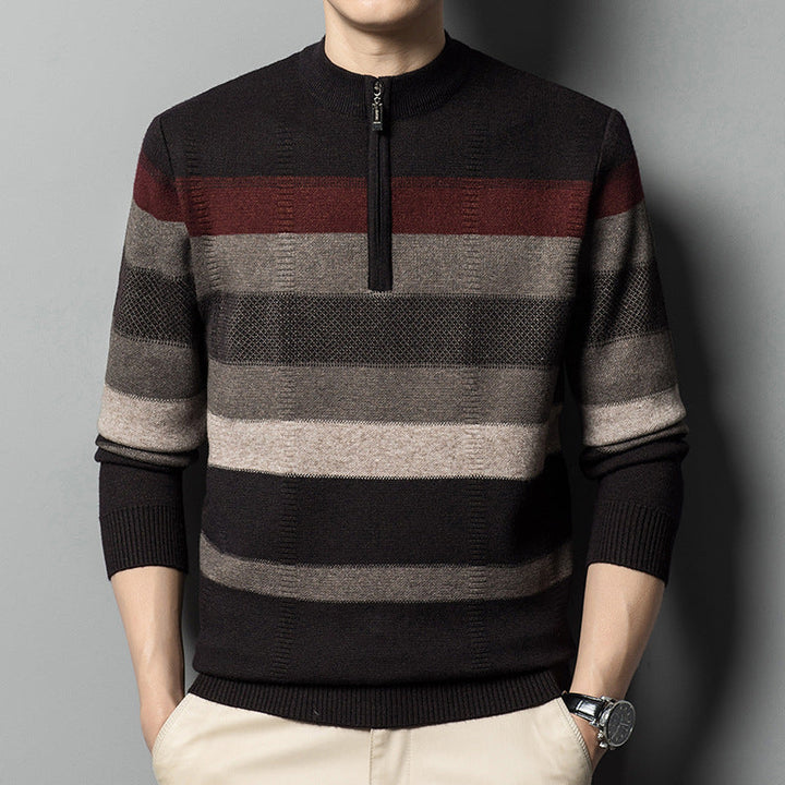 Ethan | Modern Slim Fit Randig Herrtröja 0
