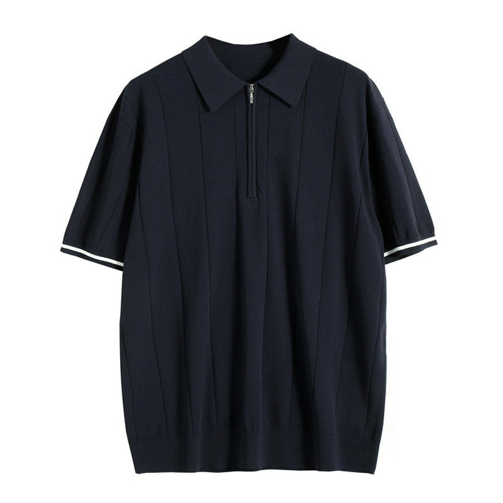 Ethan | Modern Texturerad Piketröja med Halvdragkedja 6