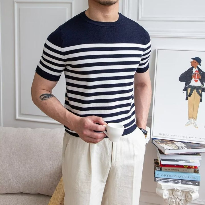 Ethan | Randig Avslappnad Kortärmad T-shirt för Sommar 0