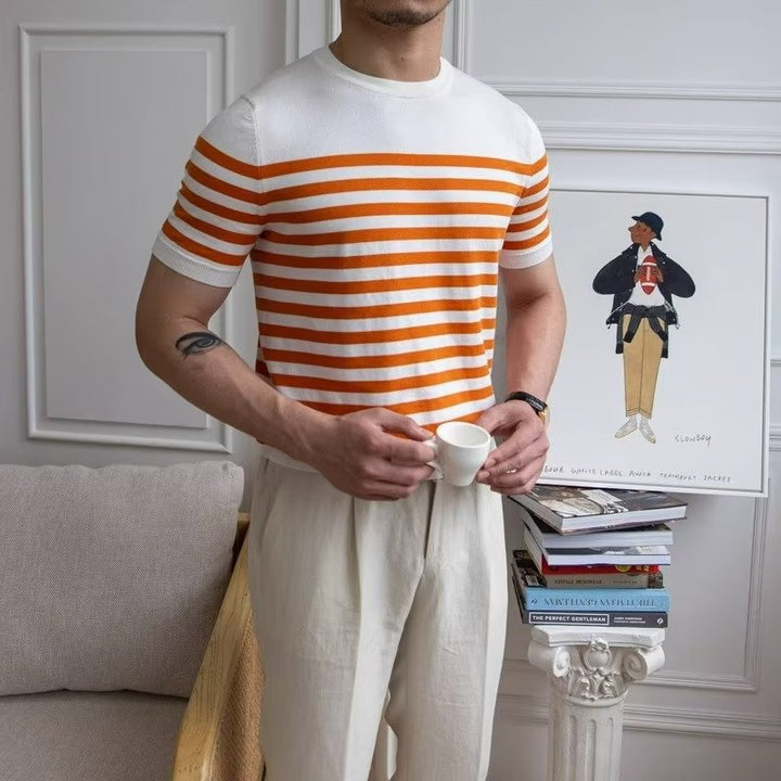 Ethan | Randig Avslappnad Kortärmad T-shirt för Sommar 2